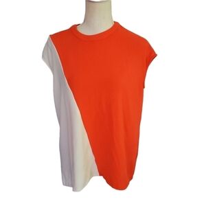 Essentiel Antwerp Orange & White Color Block Blouse